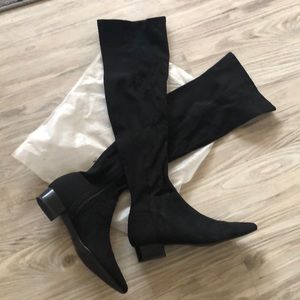 Zara over the knee black suede boots